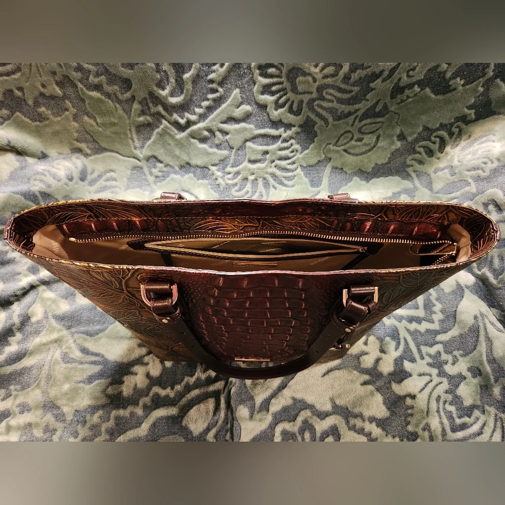 Brahmin Ellen Pesto Edgewood Embossed Leather Tote- NWOT